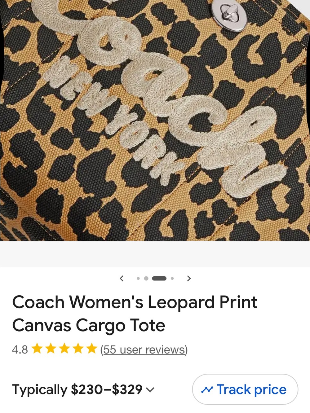 Coach Leopard Print Cargo Tote in Black & Tan with Embroidered Logo - Picture 7 of 10